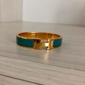 Hermès H bracelet in color teal